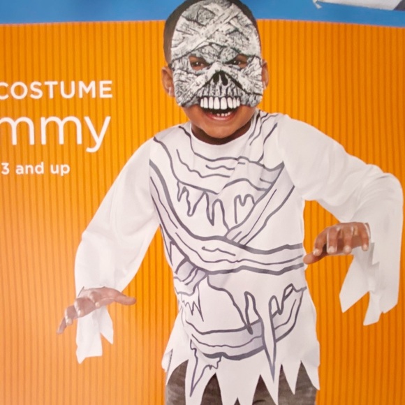 Boys Child Mummy Halloween Costume Shirt Mask L - Picture 2 of 5